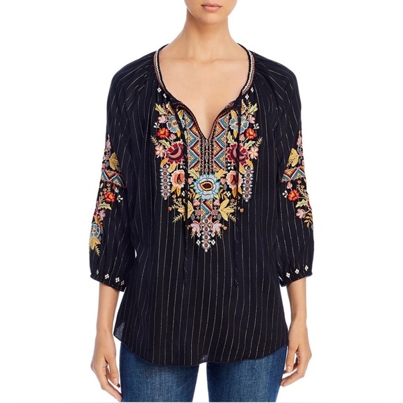 Johnny Was Tops - Johnny Was Clancy Peasant Blouse, Size Large